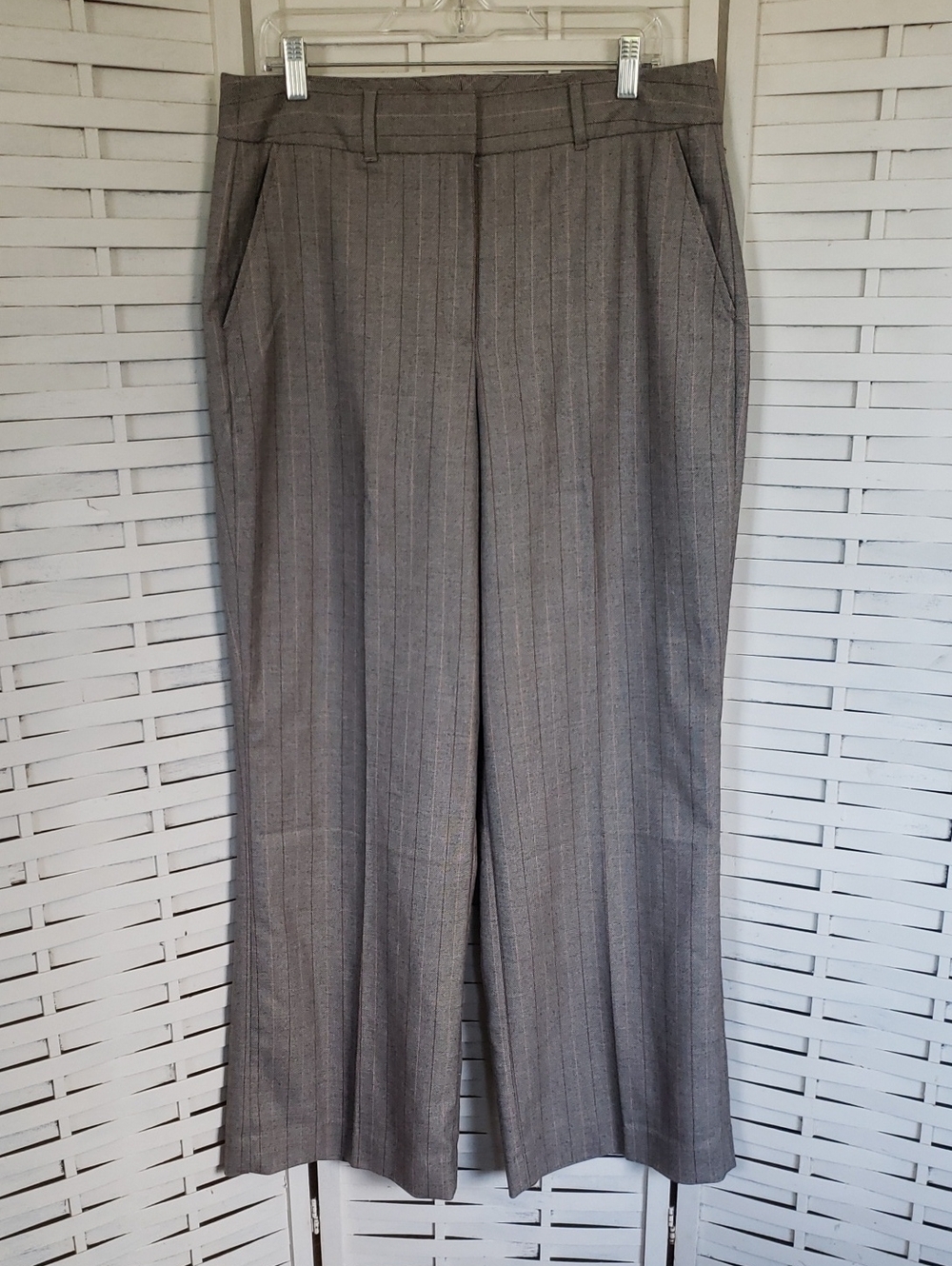 WHBM Brown Pinstripe Women's Wide Leg Dress Pants/Trousers Size 12 Curvy